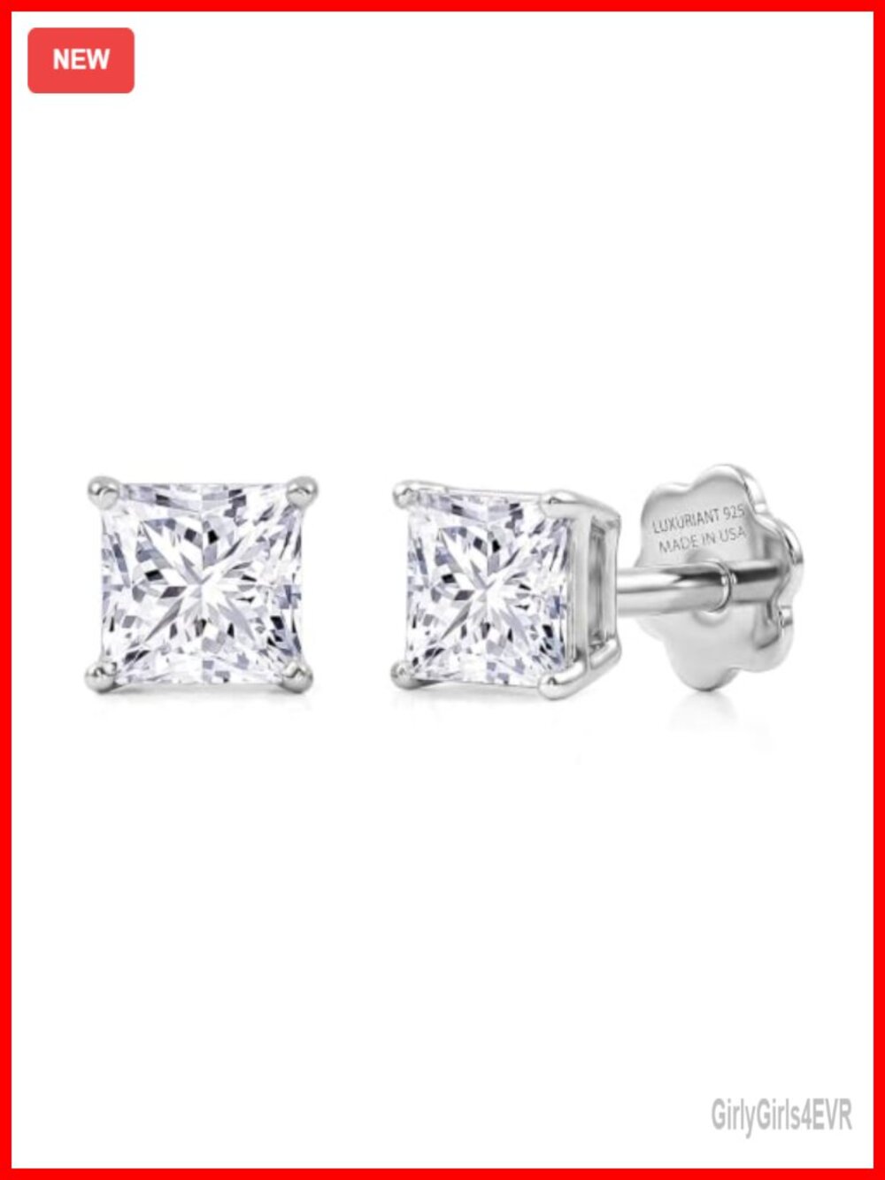1 Carat Lab Grown Diamond Stud Earrings 925 Sterling Silver Flat Back